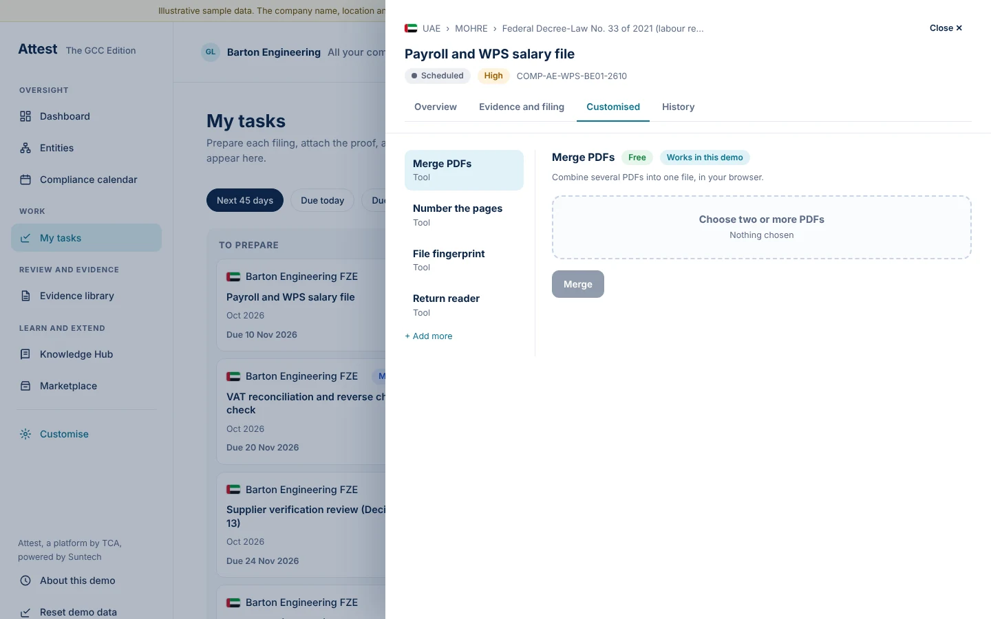The Customised tab holds the tools the person subscribed to